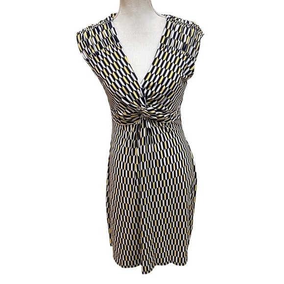 Laundry by Shelly Segal v neck twisted knot jersey graphic print dress size 8 - Picture 1 of 11
